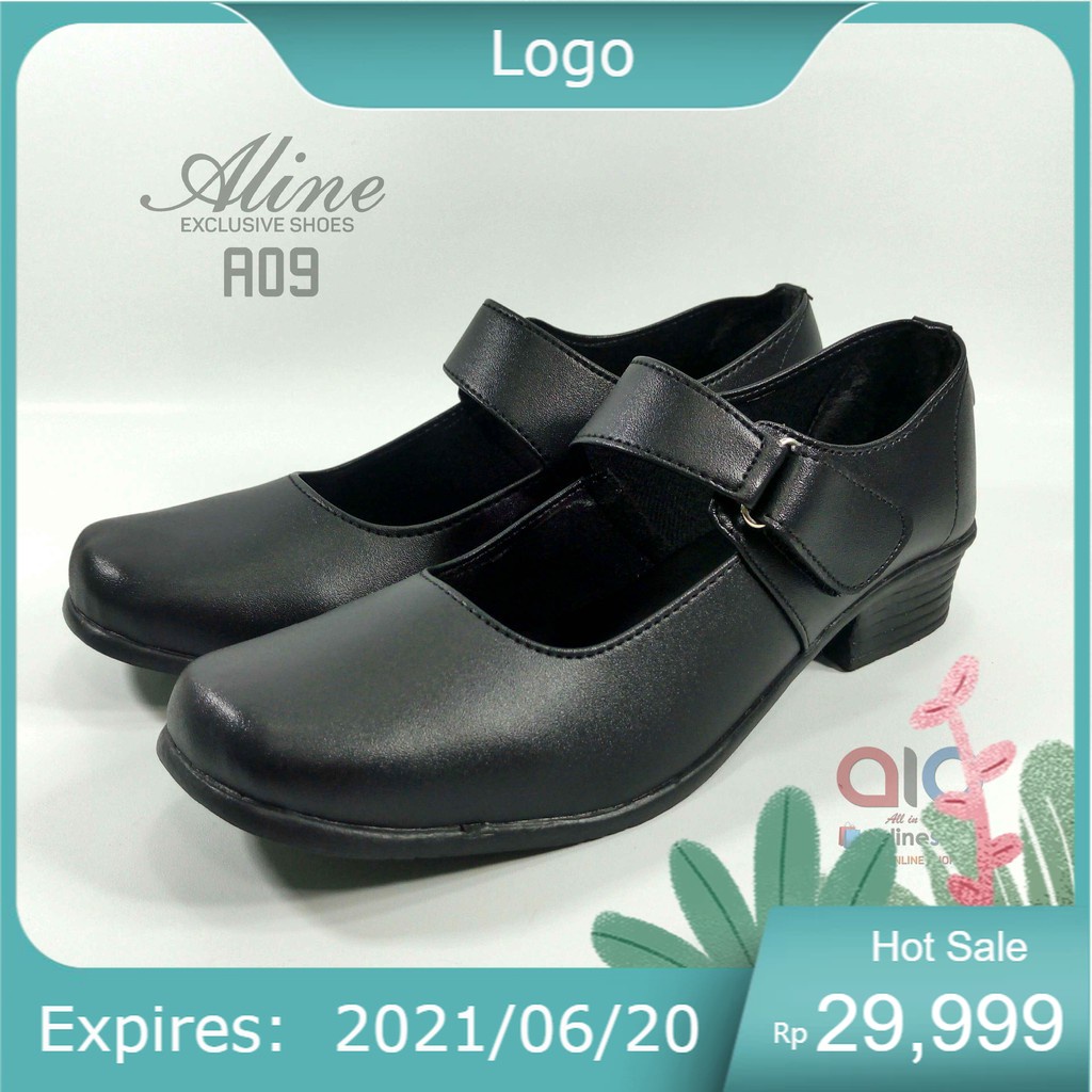 Aline Sepatu Paskibra Hak 3 Cm Pantofel Wanita Hitam Sekolah Kantor Paskibraka A09/ Promo spesial