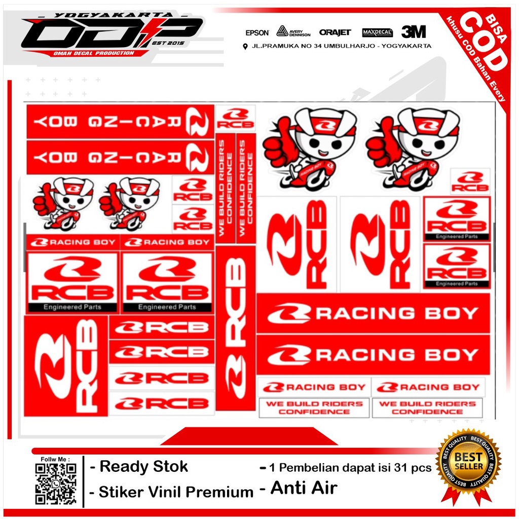 ⭐⭐⭐⭐⭐ aksesoris VARIASI stiker pack racing logo rcb racing boy YSS BREMBO PROSTREET TK RACING OHLINS
