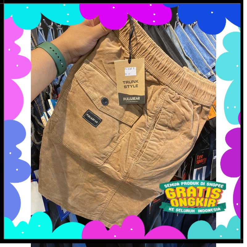 BEST SELLER REAL PICT celana Pendek corduroy pria branded pullnbeer/ Khaki Brown