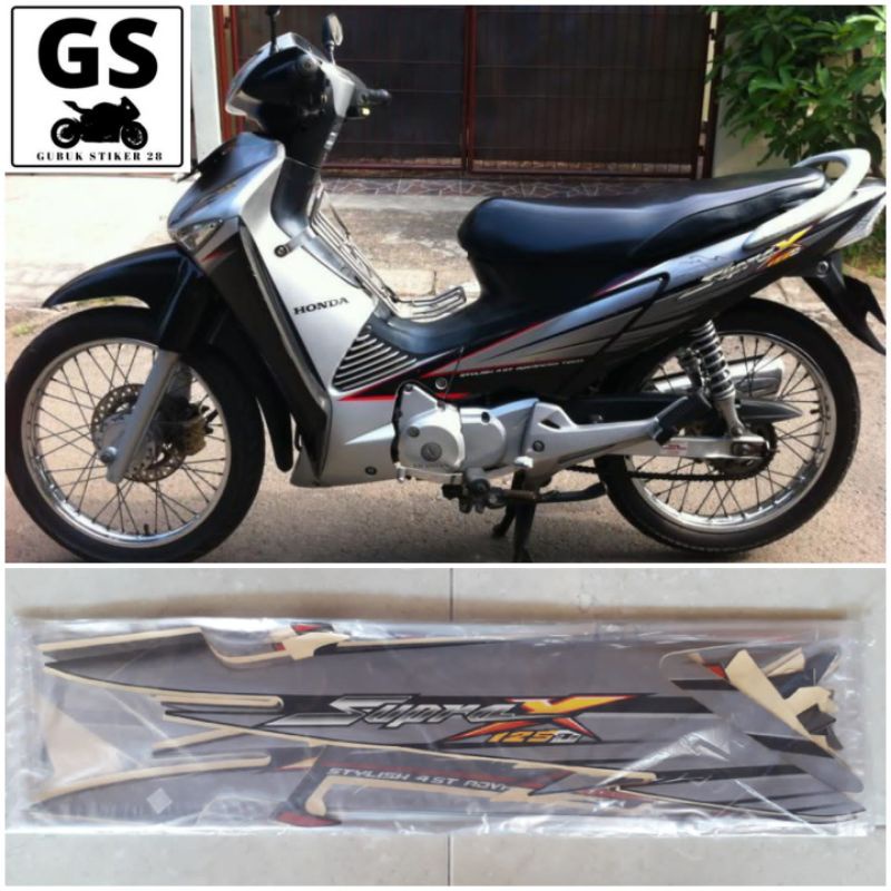 STRIPING STIKER LIS BODY MOTOR HONDA SUPRA X 125D TAHUN 2006 SILVER