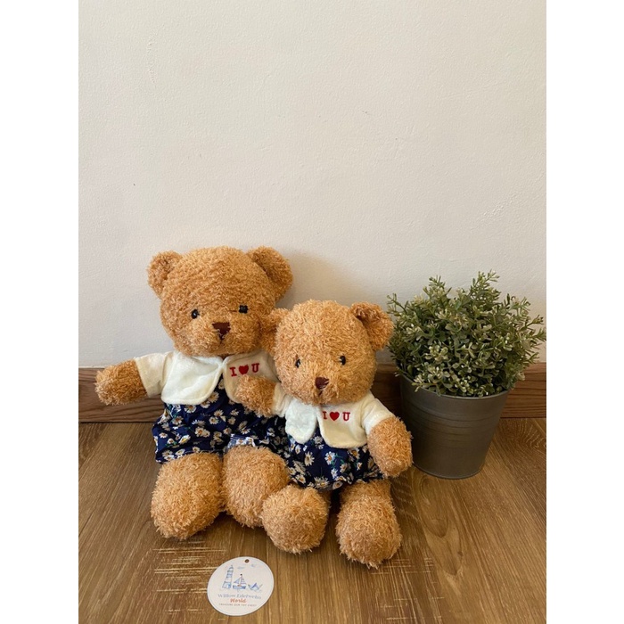 Boneka Teddy Bear Dress I love u size Mini ( kurleb 30cm)