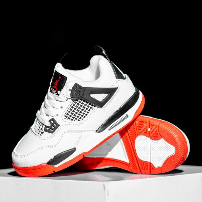 Sepatu ANAK N1KE AIR JORDAN 4 KIDS ORIGINAL WHITE BLACK RED