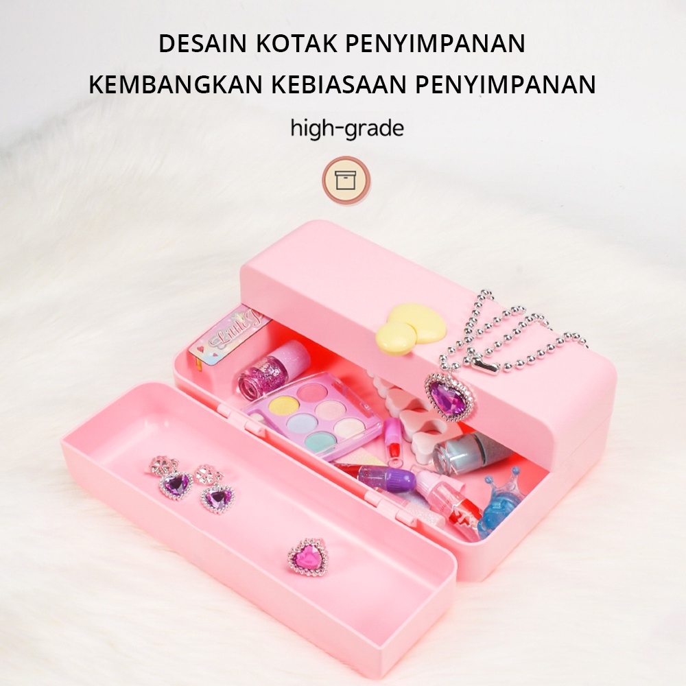 Tatajoy Mainan Make Up Bag Mermaid Alat Rias Anak Fungsi Real Children Pretend Play Glamous Beauty Bag Makeup Kit bag Anak Unicorn