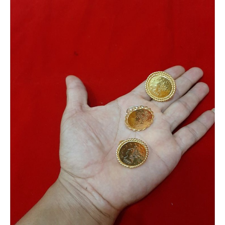 cincin koin rupiah lapis emas24k aksesoris tempahan