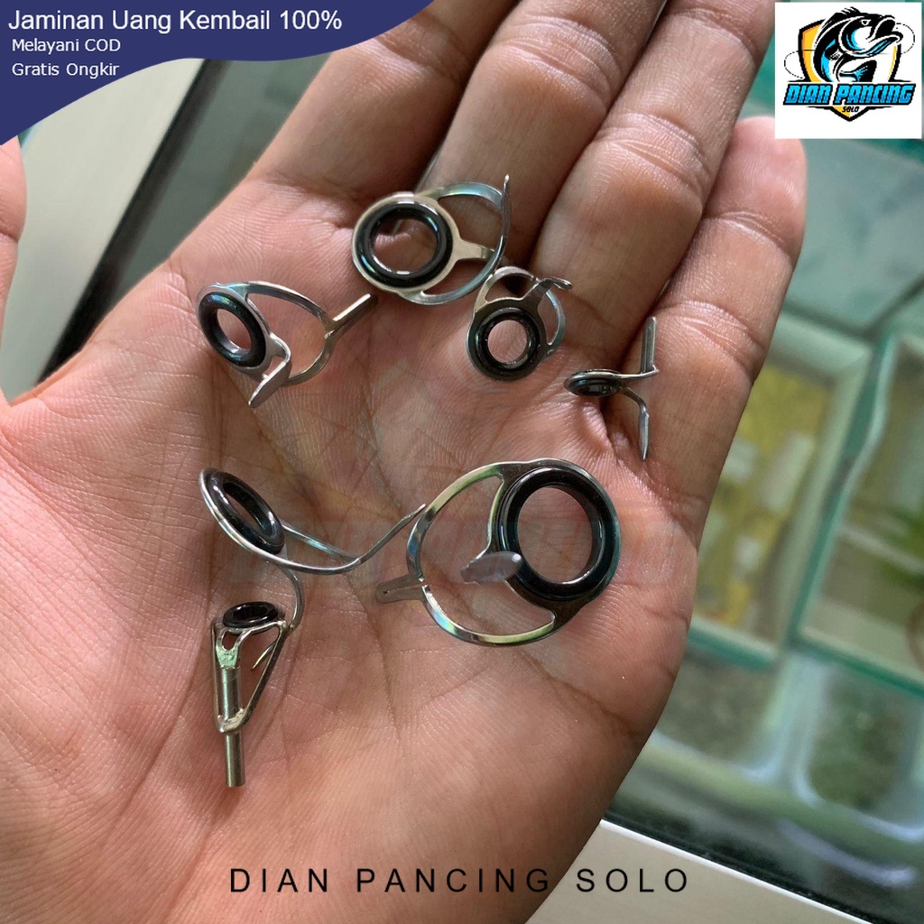 Ring Pancing Guide Set ULBC  2 kaki untuk joran Tegek kramik warna Hitam
