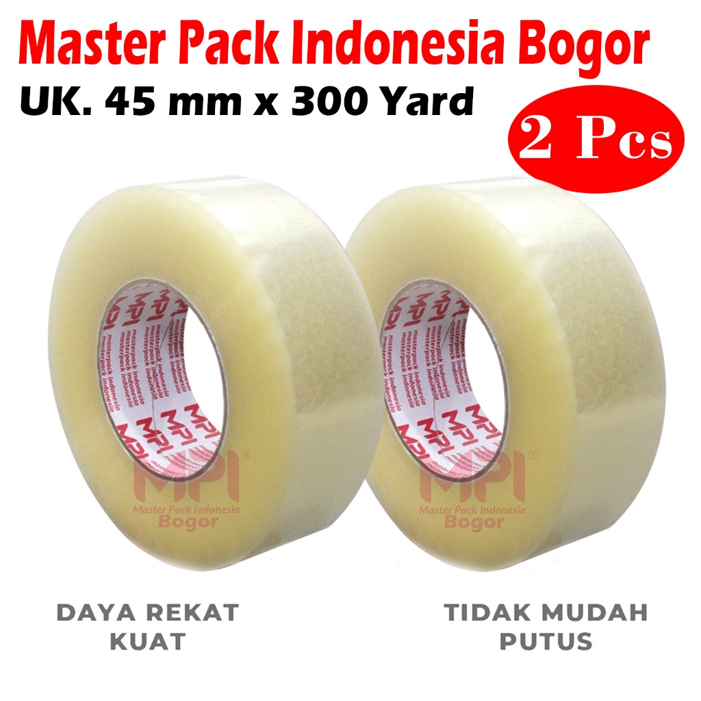 

2 PCS - Lakban Bening MPI 45 mm x 300 yard / Lakban Untuk Packing - Master Pack Indonesia