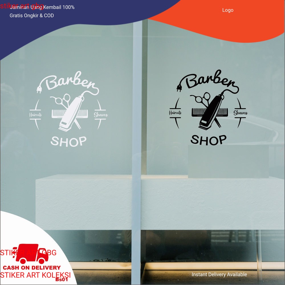 WALL STICKER BARBERSHOP CUTTING STIKER DINDING KACA BARBERSHOP-BS01