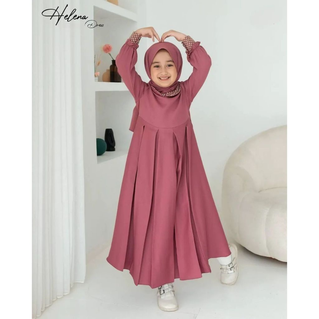Helena Kids Gamis anak Usia 5-13tahun / Dress Terbaru Gaun Pesta anak Gamis Anak Perempuan / gamis a
