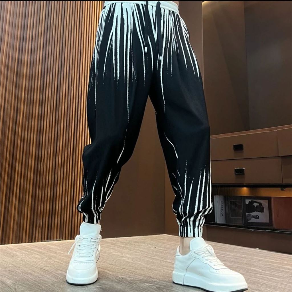 Summer trend tie dyed pleated versatile pants