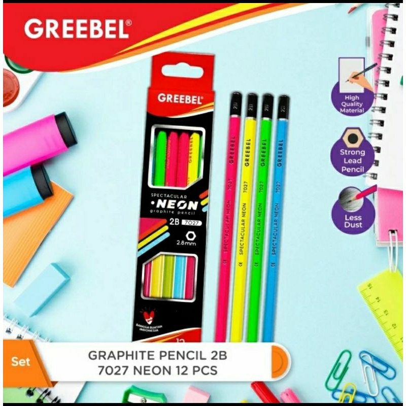 

BERKAH TOSERBA - (ISI 12) GREEBEL PENSIL 2B NEON