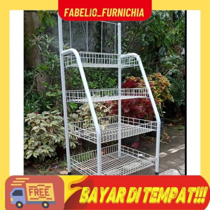 MARIFOOEM - RAK CHIKI 4 SUSUN SERBAGUNA RAK ROTI KERANJANG SNACK