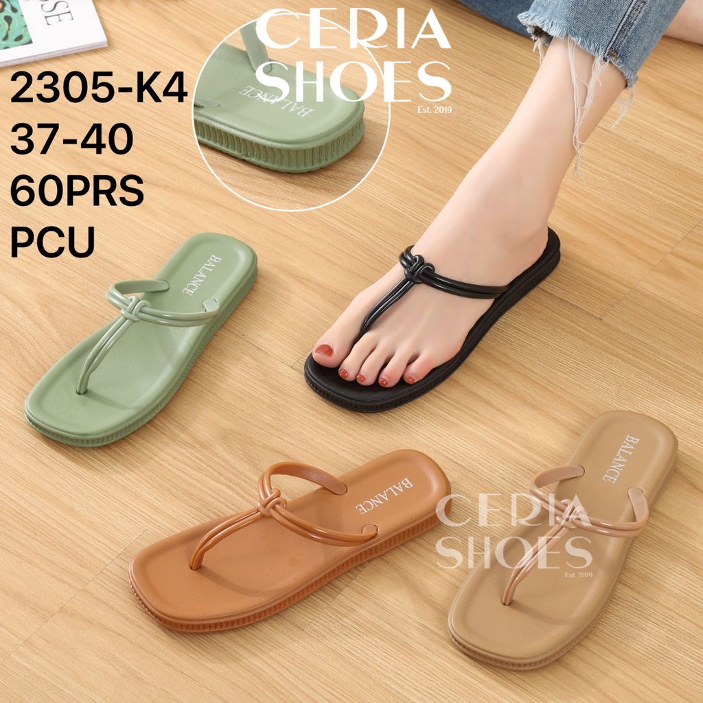 Sandal Jepit Wanita Karet Jelly Import Bahan Empuk Ringan Elastis Model Tali T Thong Kepang Sol Anti