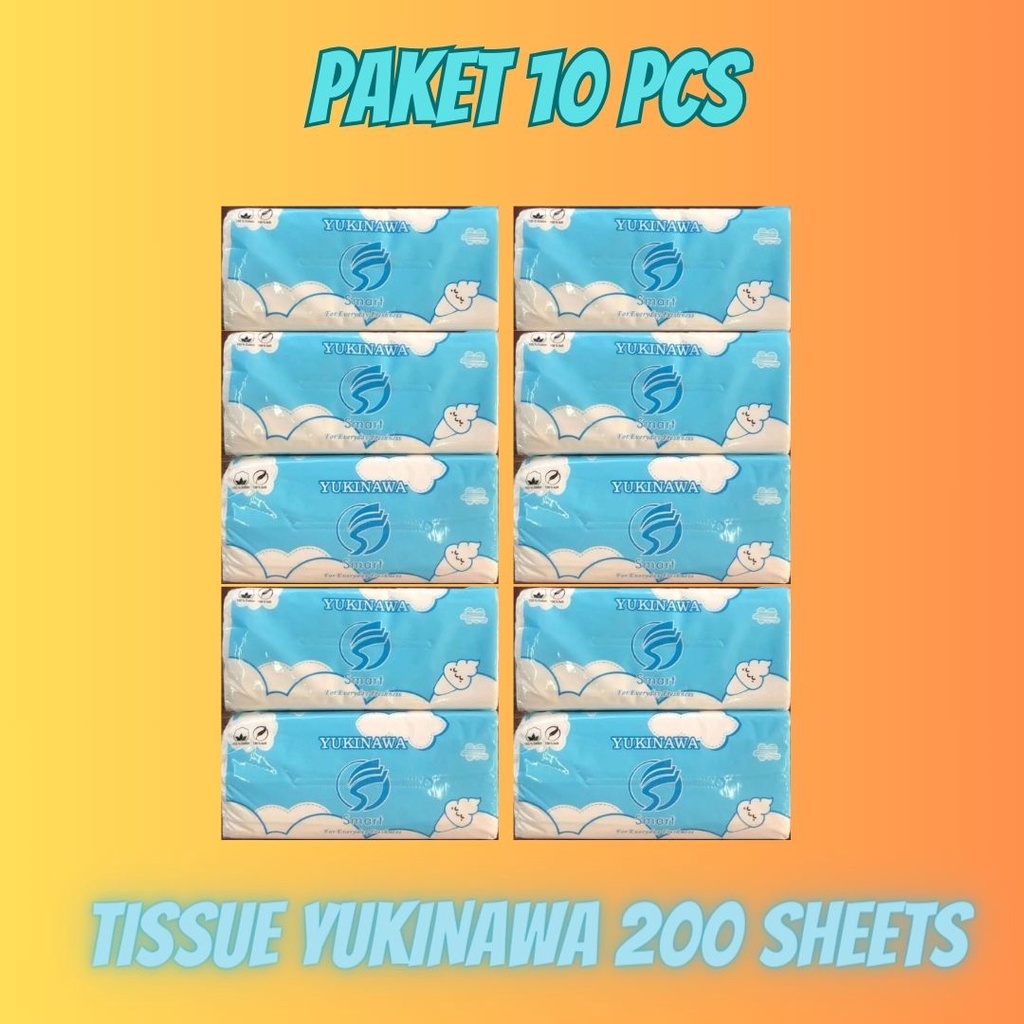 PCS) Tissue Yukinawa (PAKET 10 PCS) Tissue Yukinawa Facial 200 Sheets 2 Ply Tisu Tisue Wajah Tissue 