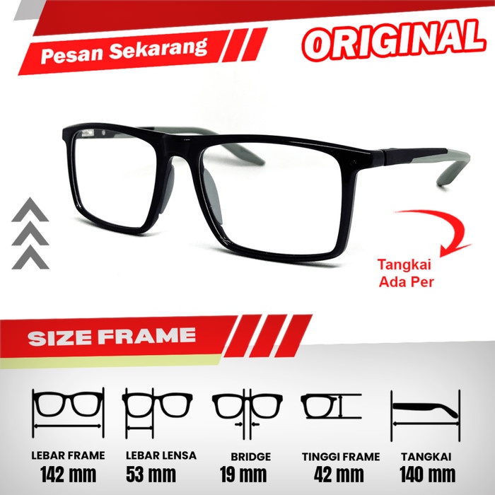 Frame Kacamata Pria / Wanita Original 0607 Model Kotak Lebar Frame 142