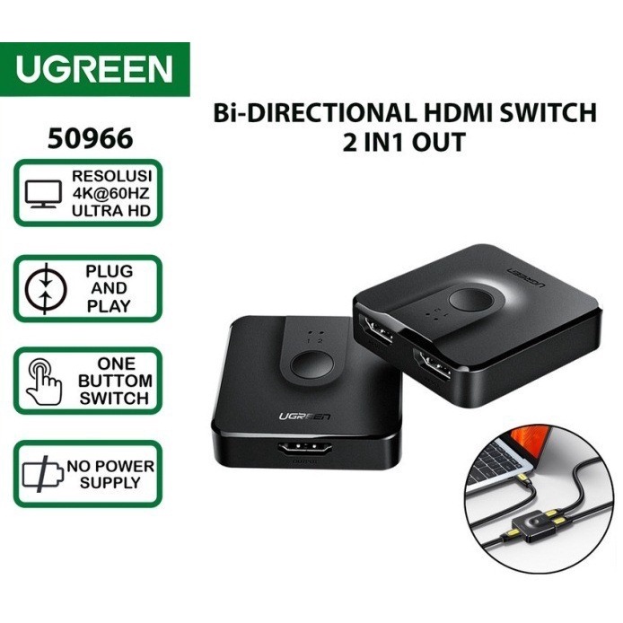 Ugreen HDMI Switcher HDMI 2.0 4K BiDirection 2 In 1