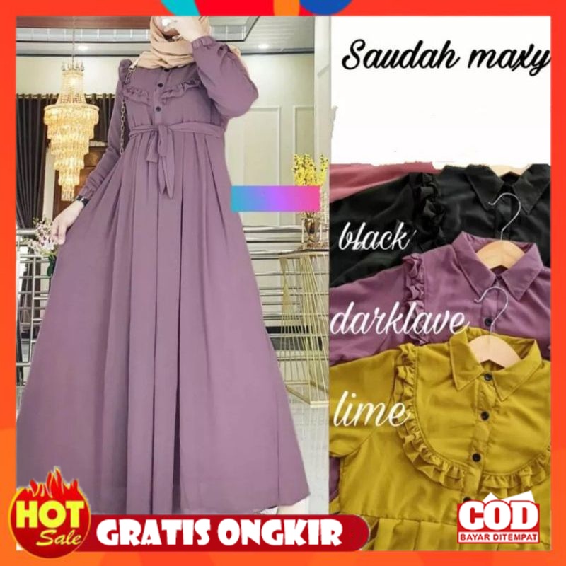 KAIN ADEM HALUS TEBAL / GRATISONGKIR  GAMIS SAUDAH MAXY GAMIS MUSLIMAH MODERN TERLARIS BUSANA WANITA