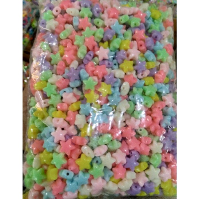 PROMO - 1pon Manik Manik Pastel Aneka Manik Warna Pastel - bintang, 1/2pon 225gram