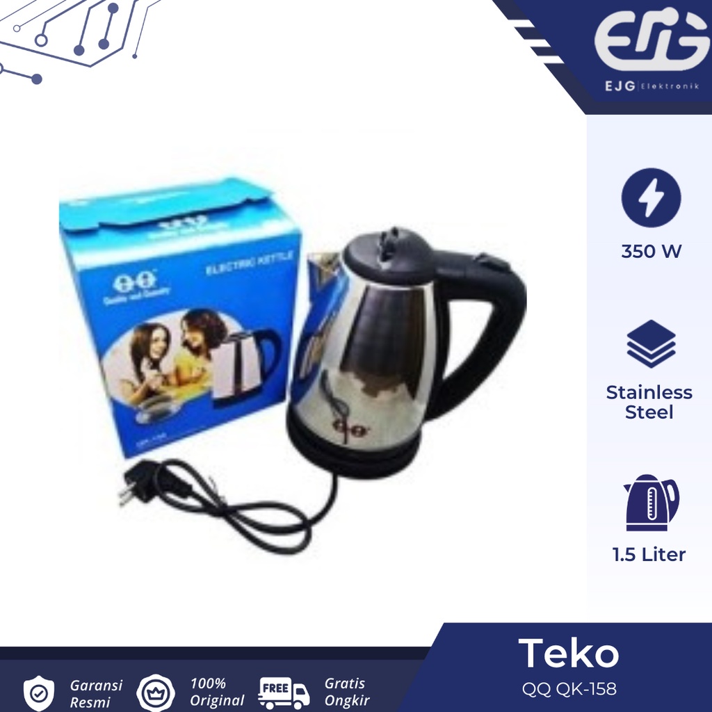 QQ electric kettle/teko 1,5L stainless QK 158