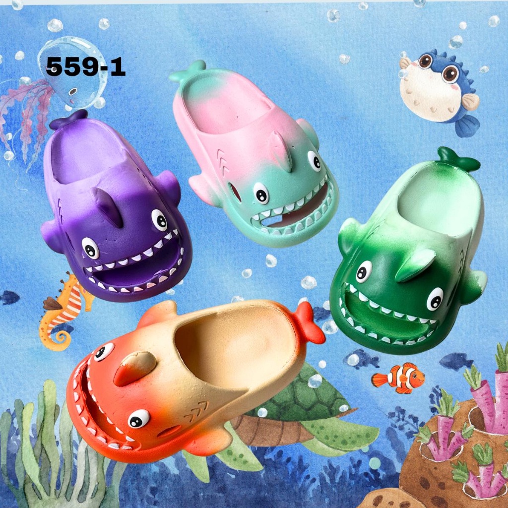 Sandal Anak Terbaru Ikan Hiu Lucu Dengan Kombinasi Warna Cantik Sendal Anak Sirip Hiu Kekikian