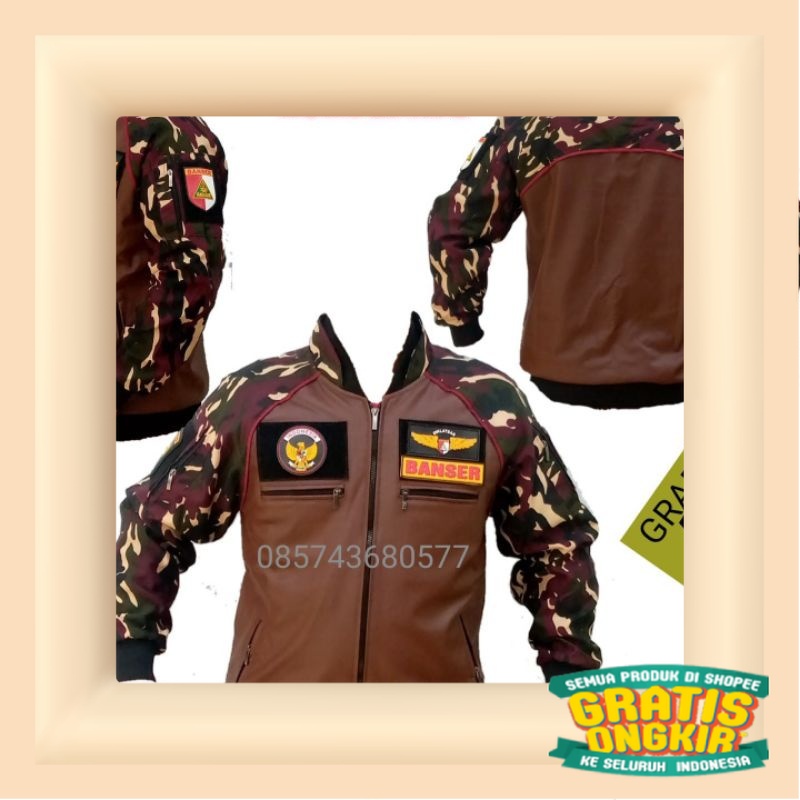 Jaket Banser Bomber kulit sintetis Grade A/ Black tosca 2 3 warna