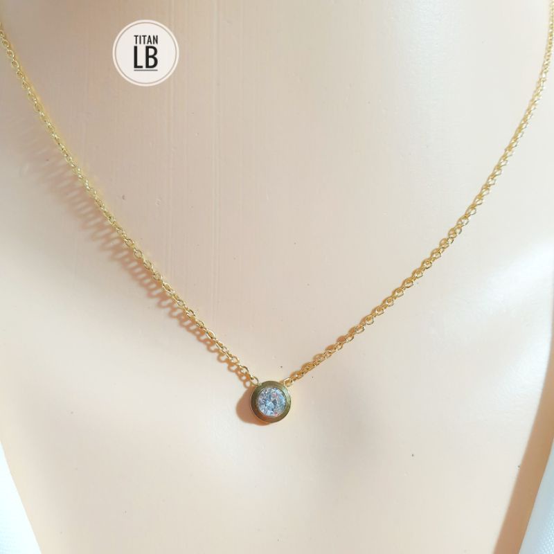 (DK0134) [✅ GROSIR bs COD] Perhiasan Kalung Titanium Warna Gold dan Rose Gold - Rantai Kecil Diamond
