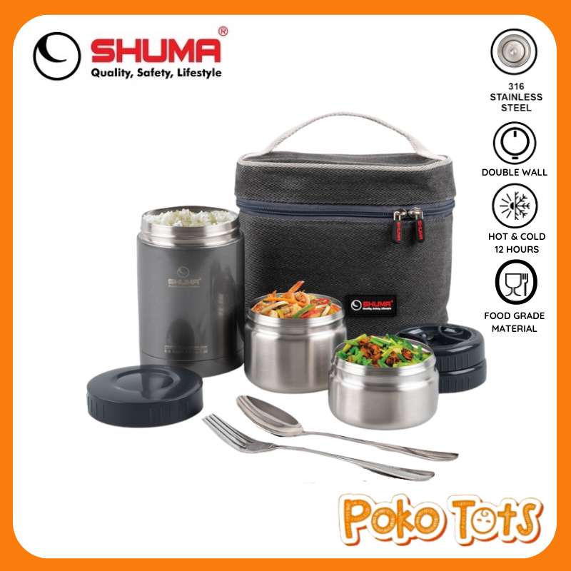 Shuma Vacuum Insulated Lunch Box Set SH6-LBM1100S Rantang Makan Stainless Shuma JB