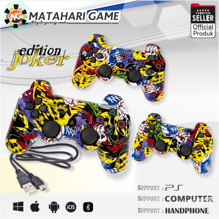 MURAH-  Stik Stick PS3 Wireless Playstation3 Original Pabrik + Kabel Charger - Hitam, TANPA KABEL- 1