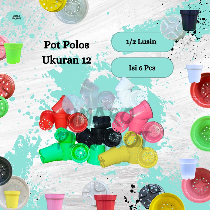 Grosir 1/2 Lusin Pot Polos Ukuran 12 / Pot Tinggi / Pot Srondol / Pot Tanaman / Pot Bunga / Pot Plastik / Umaro Perabot