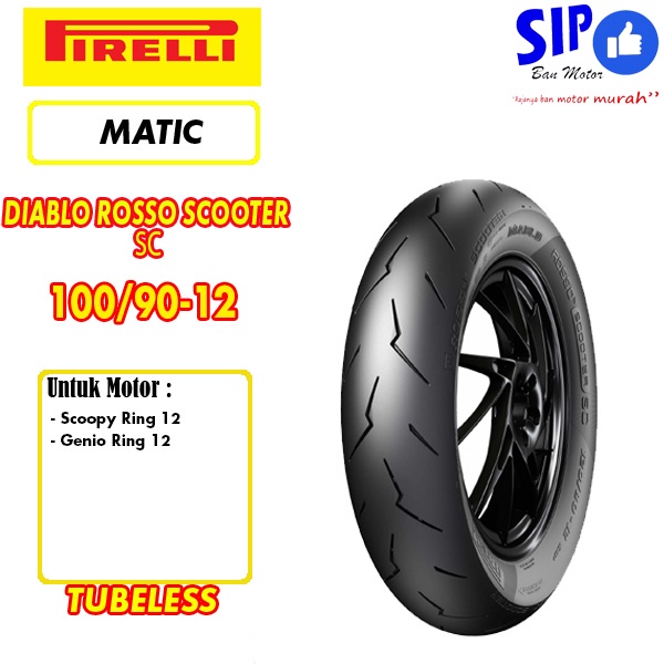 Ban motor matic Pirelli Diablo Rosso Scooter SC 100 90 Ring 12 tubeless Ban motor scoopy genio soft 