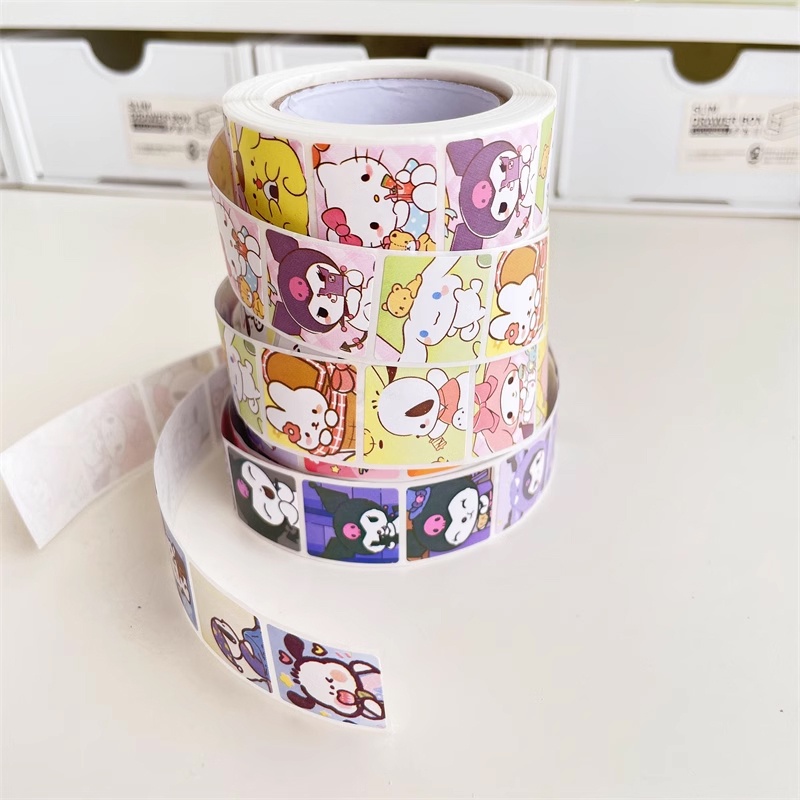 

500 lembar stiker bahan kartun lucu Sanrio stiker bahan Melody Kuromi Yuji stiker anjing dekorasi DIY-G