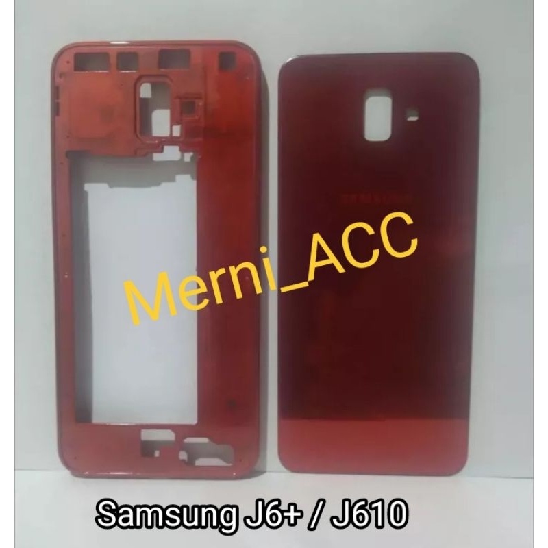 kesing Cessing Hausing Fullset Samsung J6+ Samsung J6 Plus J610 Backdor tutup belakang + Tulang Bazz