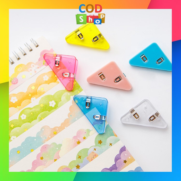 

COD - S6063 Klip Penjepit Buku / Klip Sudut Kertas Akrilik / Paper Clip Segitiga Warna-Warni / Penjepit Kertas Binder Plastik