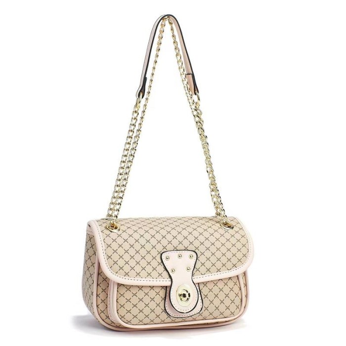 Tas Selempang Wanita Import Tas HP Bahu Slingbag Motif Cewek Remaja - Beige