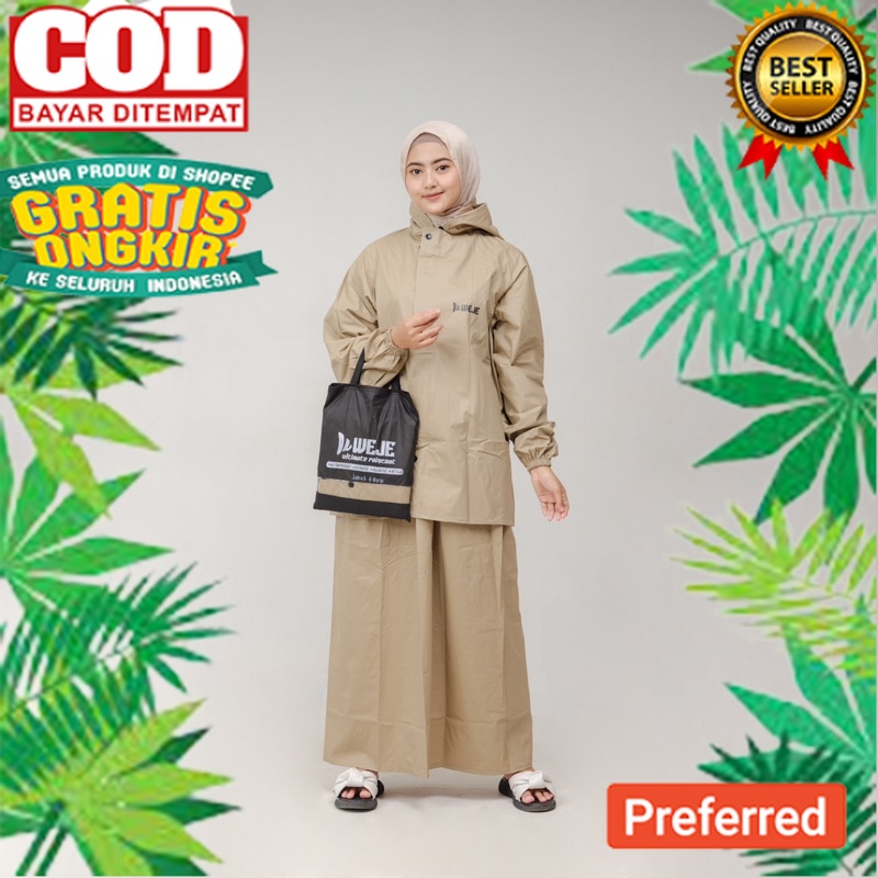 Jas Hujan  Setelan Rok Wanita PVC Tebal WEJE Original// JAS HUJAN MODEL BARU / HARBOLNAS / PROMO 12.