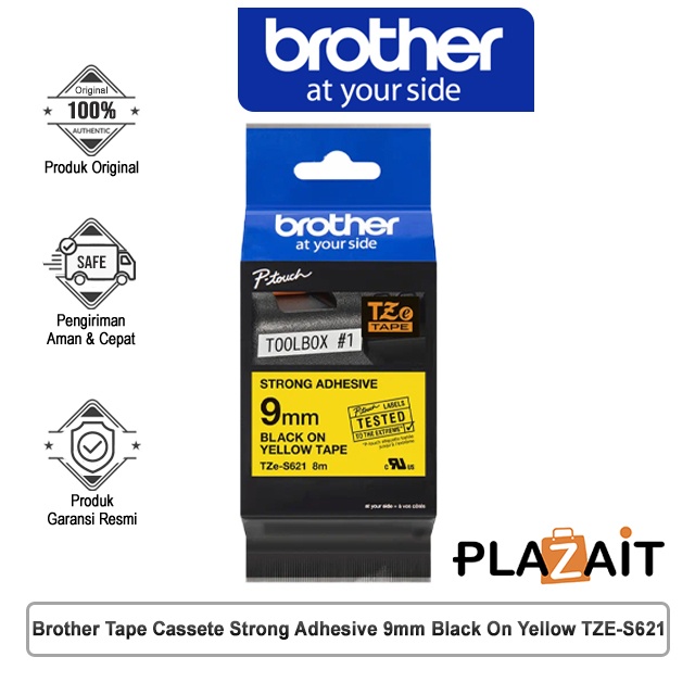 

Brother Label Tape TZE-S621 9mm Black On Yellow Strong Adhessive