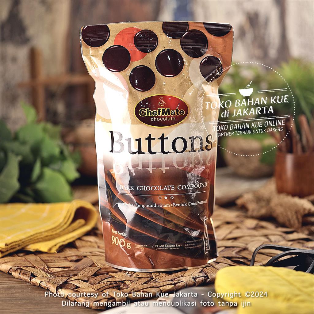 

Chefmate Dark Chocolate Compound Coin 900gr ASLI Cokelat Buttons Koin Keping