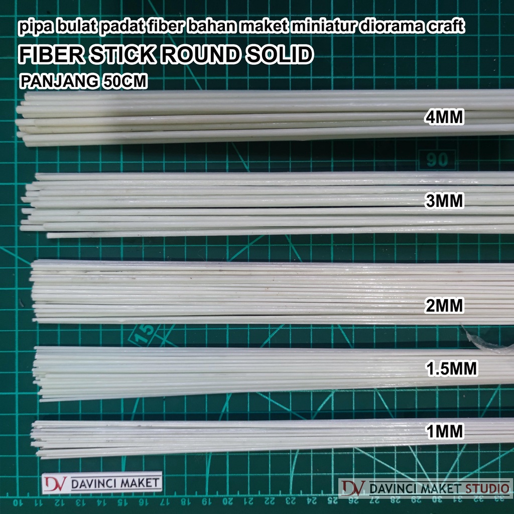 JUAL Fiber Stick Round Solid - Batang Fiber Bulat Padat 1mm 2mm 3mm Panjang 50cm SEMANTI BIRDSHOp