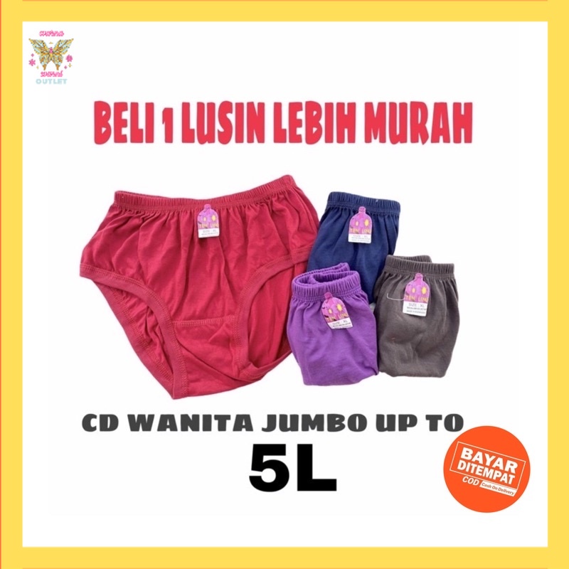 1 Lusin Celana Dalam CD Cawet Kancut Wanita Perempuan Cewek Jumbo Big Size Bahan Adem Motif Import O