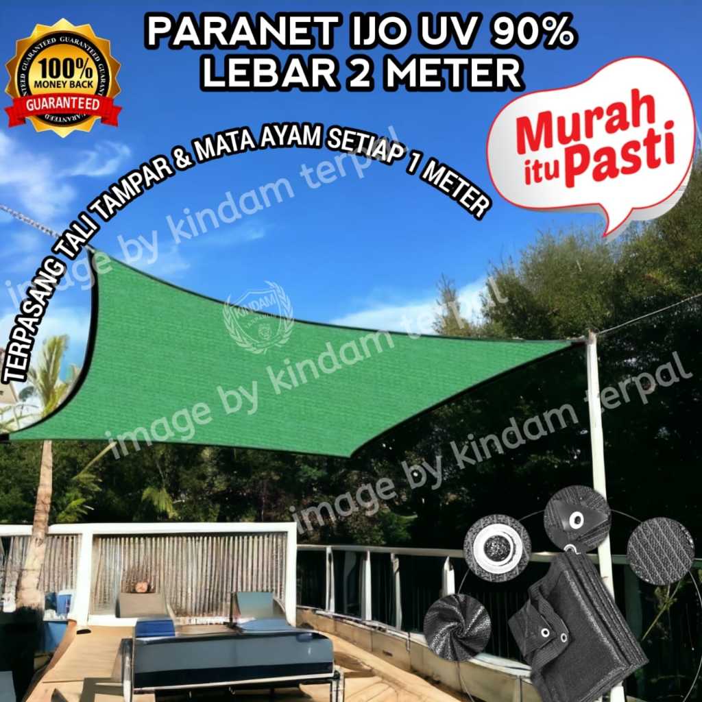 PARANET HIJAU UV 90% JAHIT LEBAR 2M | HARGA PERMETER PANJANG SESUAI PESANAN