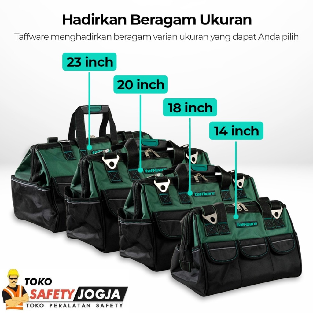 Tas Perkakas Taffware  Storage Bag Waterproof with Reflective Strips 13 14 18 inch  A03369  Green