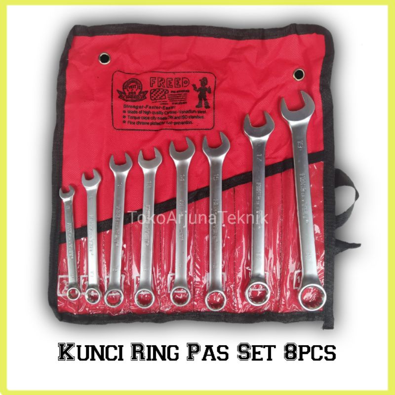 Kunci Ring Pas Freed Kunci Kombinasi 1Set Isi 8pcs (8-19mm) Komplit