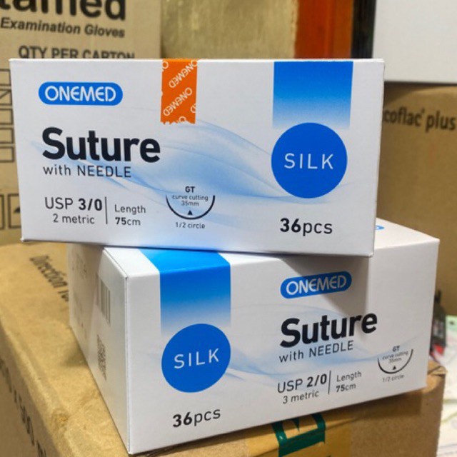 Benang Jahit Luka Silk Suture With Needle Onemed 3/0