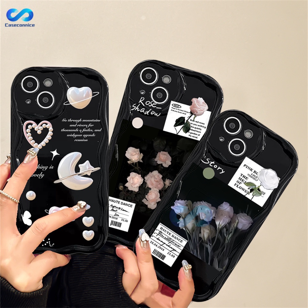 Moon Pearl Rose Casing hp Infinix Note 30 Note 30 Pro Hot 30i Smart 5 Smart 6  Smart 7 Note 12 G96 Hot 12 Play 11 Play 9 Play 10 Play Hot 20S  3D Soft Wave Edge TPU Phone Case Cover CONNICE