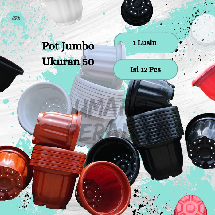 GROSIR 1 Lusin Pot Jumbo Ukuran 50 / Pot Besar / Tabulampot / Pot Bigmom / Pot Tanaman / Pot Bunga / Pot Plastik / Umaro Perabot