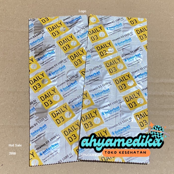 (BISA COD)- daily d3 1000 iu  PER STRIP interbat ORIGINAL