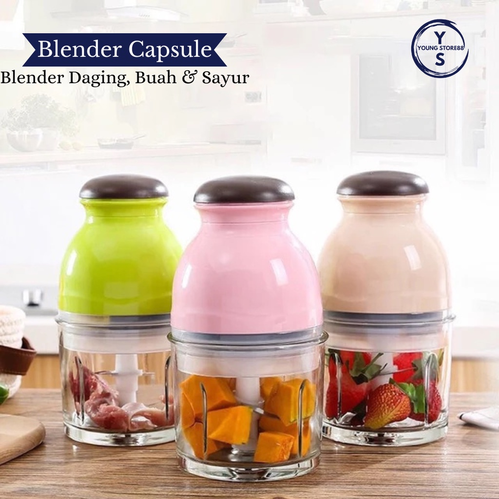 Blender Kapsul Mini Serbaguna Chopper Daging Plastik Penggiling Daging Listrik 250Watt