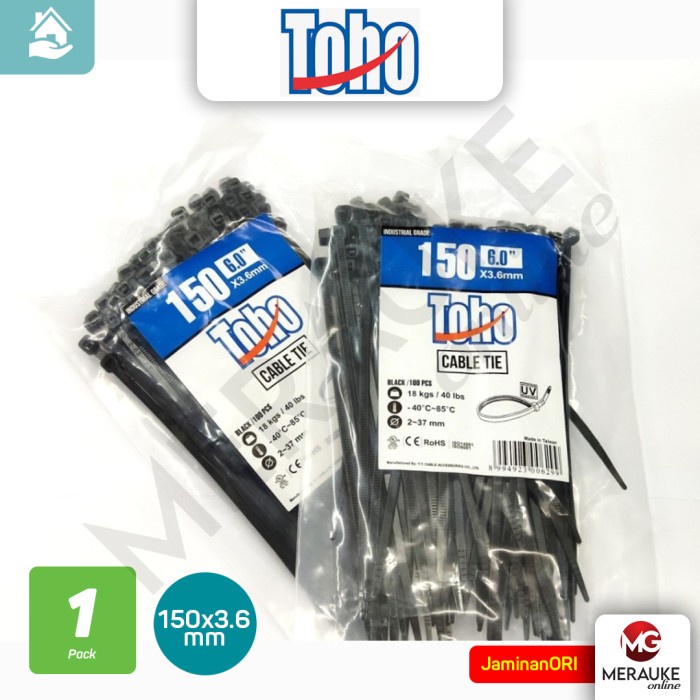 

TOHO Cable Ties / Kabel Tis Pengikat Hitam 150x3.6mm