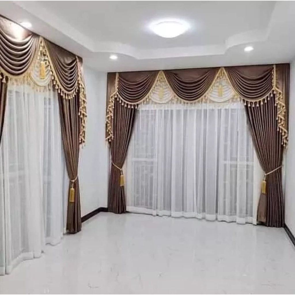 gorden mewah gorden sultan gorden spanyol gorden ukuran lebar gorden poni gelombang gorden satu set