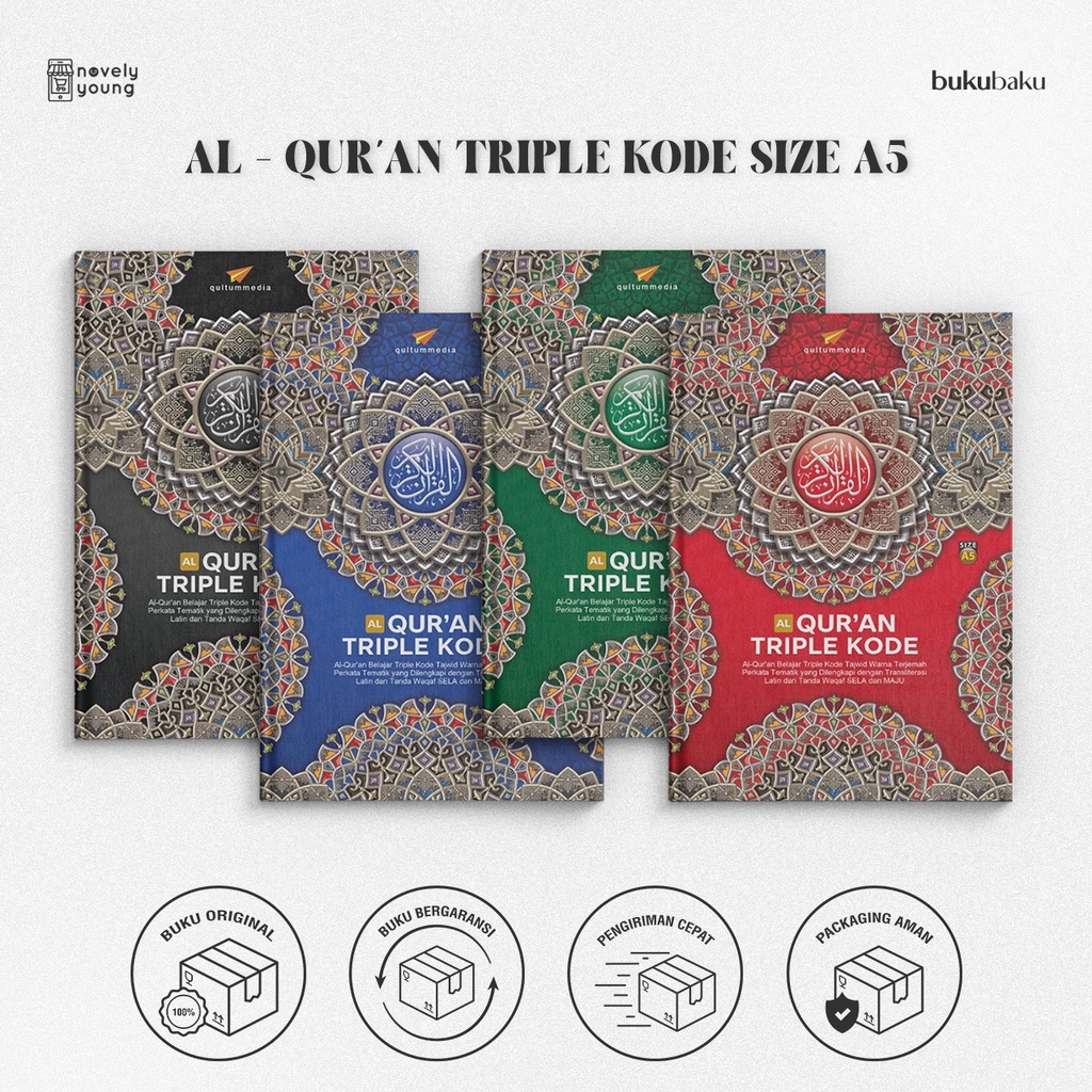 Kitab Al-Qur'an Triple Kode Full Tajwid, Latin & Terjemahan - QultumMedia - Gratis Biaya Packing (Uk