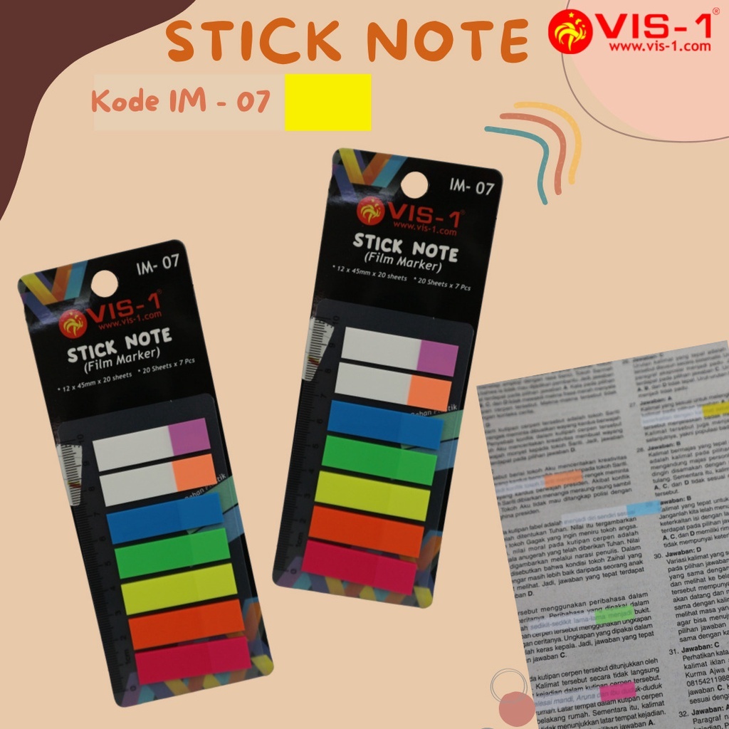 

Memo / Sticky Notes Vis-1 Persegi Panjang 12x45mm - IM07